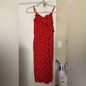 Abercrombie Kids Red Floral Jumpsuit Size 9/10